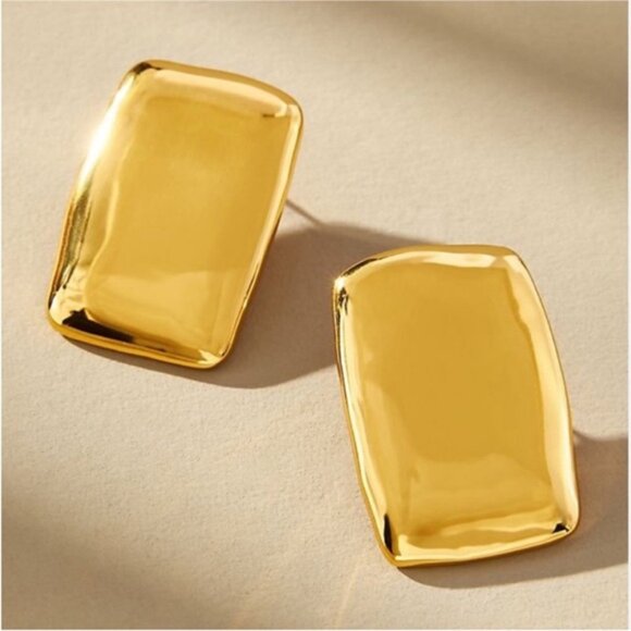 New! Anthropologie Gold Geometric Post Earrings NWOT - Picture 2 of 2